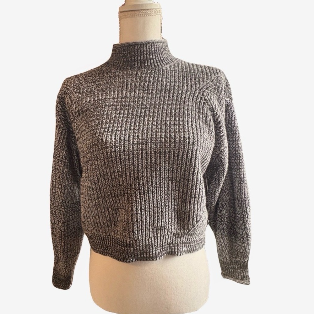 ABound Marled Gray Mock Neck‎ Knit Sweater | 100% Cotton | Size Medium